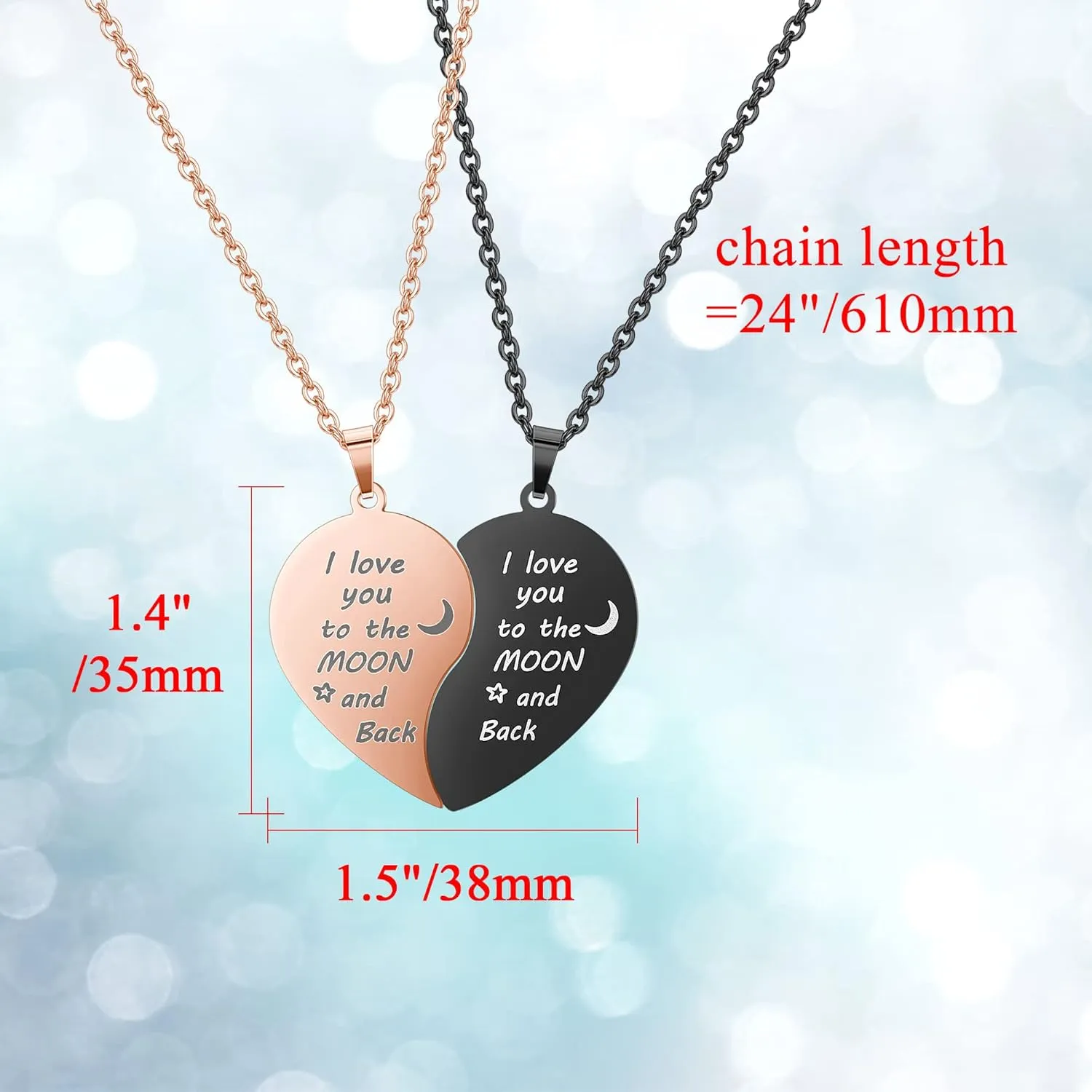 Zysta Customized Heart Puzzle Matching Necklaces for Couples Boyfriend Girlfriend Women Men Yinyang Couples Necklace Pendant Engraved Stainless Steel Yinyang Pendant Jewelry Gift Set