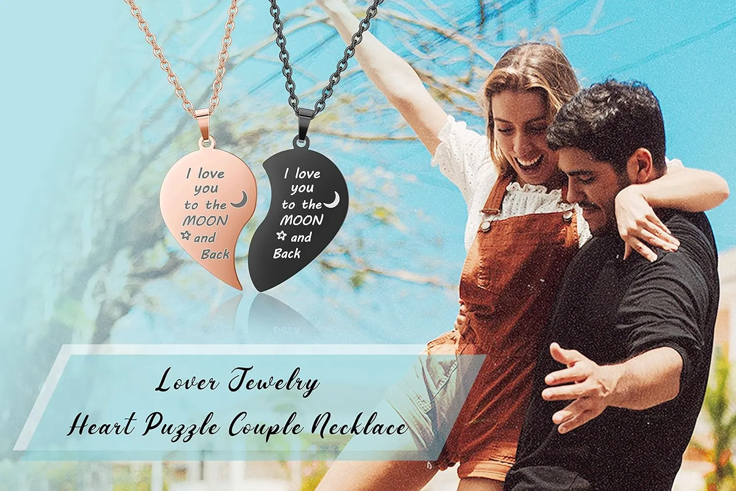 Zysta Customized Heart Puzzle Matching Necklaces for Couples Boyfriend Girlfriend Women Men Yinyang Couples Necklace Pendant Engraved Stainless Steel Yinyang Pendant Jewelry Gift Set